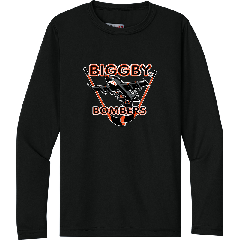 Biggby Bombers Youth Cooling Performance Long Sleeve Tee